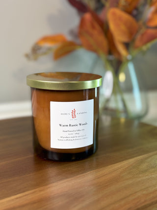 Warm Rustic Woods Soy Candle: 9.5oz