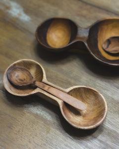 Noah · Olive Wood Double Bowl with Spoon