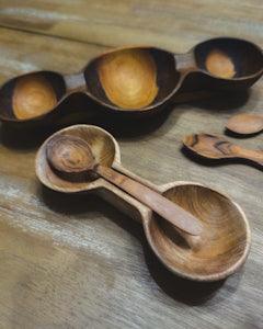 Noah · Olive Wood Double Bowl with Spoon