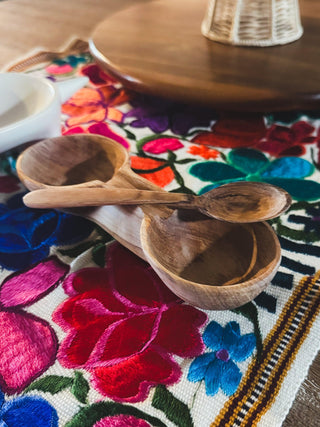 Noah · Olive Wood Double Bowl with Spoon