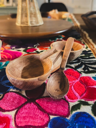 Noah · Olive Wood Double Bowl with Spoon